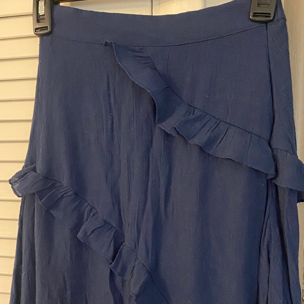Women's Navy Ruffle Tiered Maxi Skirt - Classic Flow - Picture 2 of 6